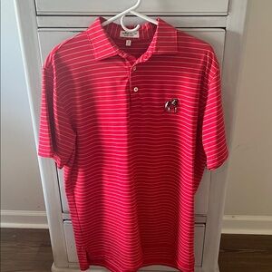 Peter Millar Red and White Striped University of Georgia (UGA) Polo Shirt